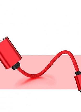 Адаптер кабель otg micro usb - usb alitek red, ткань