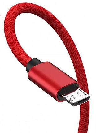 Адаптер кабель otg micro usb - usb alitek red, ткань 3