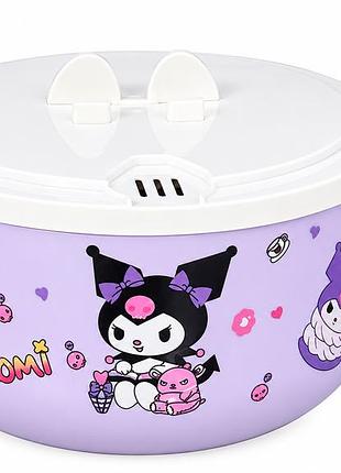Кухоль-миска для швидкого приготування з кришкою sanrio kuromi 1200 мл
