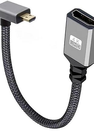 Кабель удлинитель переходник 4к micro-hdmi - hdmi (m/f) 60hz, 20 см (down)