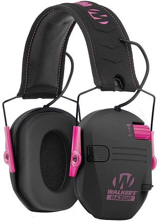 Активные наушники для стрельбы walker's razor slim pink