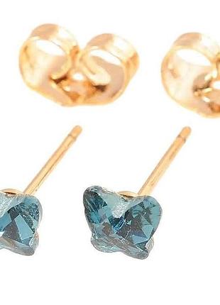 Сережки пусети позолота 18k «сині кришталеві метелики» 281887 тм xuping 7 копійок