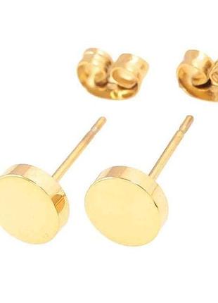 Сережки пусети ttm stainless steel 14k кола ø7мм (335907) 1,5см тм xuping 7копійок