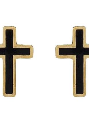 Сережки stainless steel 14k пусети хрестики (201732) тм xuping 7 копійок