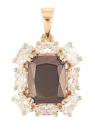 Кулон позолота 18k «чорний фіаніт в обрамленні цирконію» для ланцюжка до 5мм (262198) тм xuping 7копійок