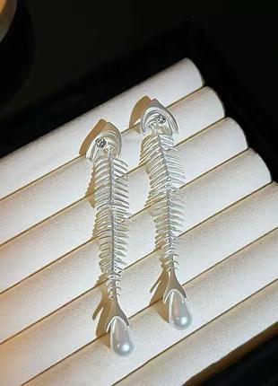 Сережки-рибки «fish skeleton» 8
