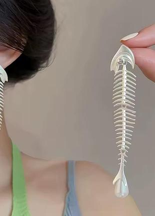 Сережки-рибки «fish skeleton» 6