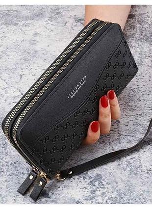 Кошелек женский 10*20*4см 896-5 черный экокожа тм китай