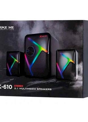 Колонка компьютерная 2.1 sk-610 rgb черный 11w тм xtrike 7 копійок