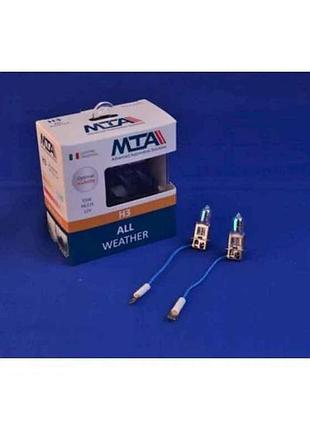 Автомобiльна лампа 12v h3 55w pk22s all wheather (2шт) тм mta 7 копійок