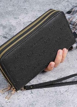 Кошелек женский 10*20*4см 721-3 черный экокожа тм китай