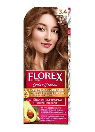 Крем-фарба лісовий горіх д/волосся кератин 3.4 тм florex 7 копійок