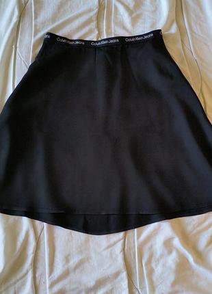 Юбка calvin klein jeans черная, клеш, xs