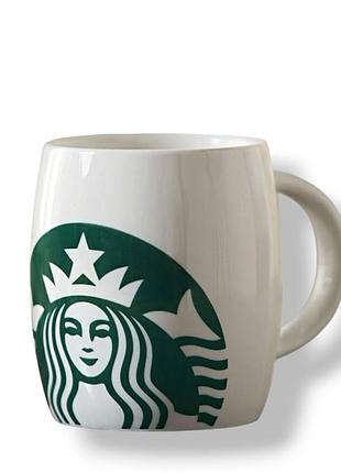 Фірмова біла керамічна чашка бочонок starbucks з логотипом