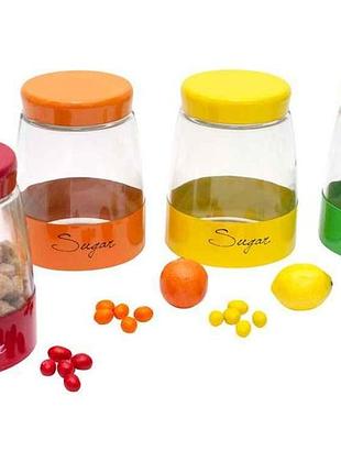 Банка 1,5л с крышкой в ассортименте sugar 4 дизайна 279-114 тм bonadi
