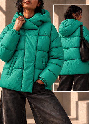 💚 об'ємна зелена зимова куртка оверсайз primark