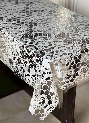 Скатертина д/столу пвх ажурна сота кава 1,10*1,40 м тм selena-lace