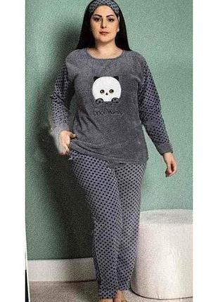 Пижама женская флис/махра панда арт.p0169-01870 р.4xl темно-серый тм mody 7 копійок
