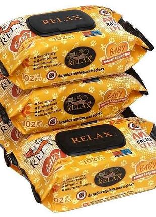 Влажные салфетки 102шт baby antibacterial тм relax