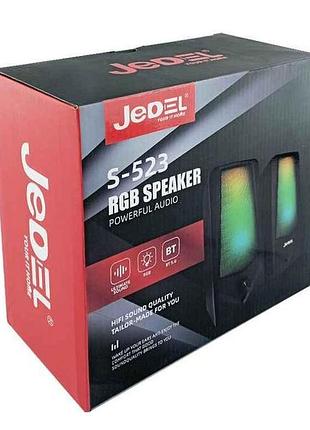 Колонка компьютерная 2.0 s523 rgbluethooth черные 6w тм jedel 7 копійок