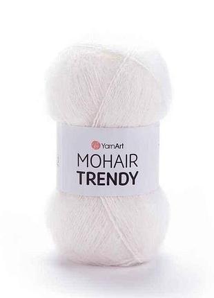 Пряжа mohair trendy белый 50% мохер 50% акрил 220м 100г 5шт/уп 101 тм yarnart
