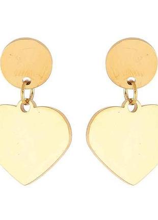 Сережки пусети ttm stainless steel 14k сердечка (335942) 2,3см тм xuping 7копійок