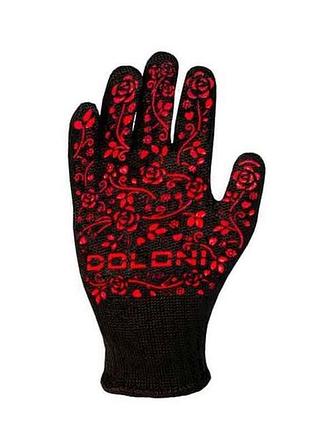Перчатки робочі 711 чорні з пвх метелики малюнком 9р. тм doloni