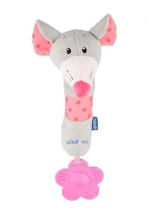 Игрушка для руки розовый/серый плюшевая te-8377b-26m мышка (48960) тм baby mix