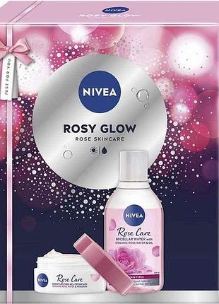 Набір подарунковий для жiнок 2025 rosy glow: міцелярна водакрем для обличчя тм nivea 7копійок