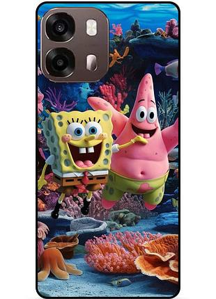 Силиконовый бампер чехол для oppo a6s с рисунком sponge bob губка боб