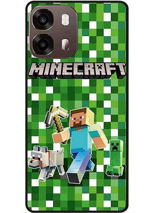 Силиконовый бампер чехол для oppo a6s стив minecraft крипер майнкрафт