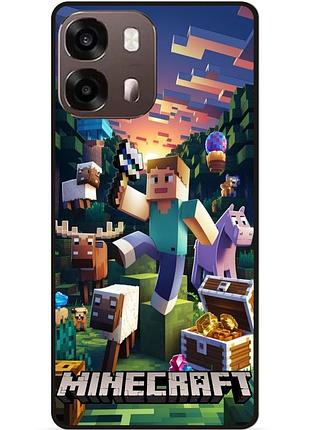 Силиконовый чехол бампер для oppo a6s с картинкой minecraft майнкрафт