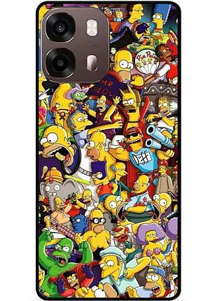 Чехол силиконовый бампер для oppo a6s с рисунком стикеры симпсоны мультяшки simpsons
