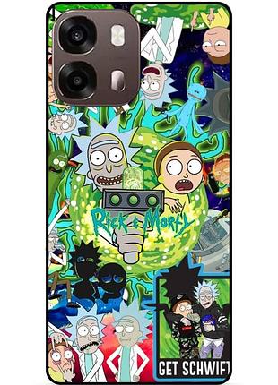 Силиконовый бампер чехол для oppo a6s с рисунком rick and morty рик и морти