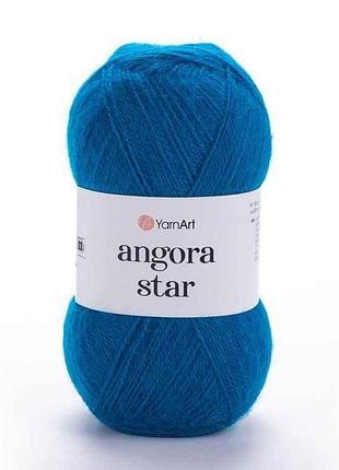 Пряжа angora star темно-бирюзовый 80% акрил 20% шерсть 500м 100г 5шт/уп 545 тм yarnart