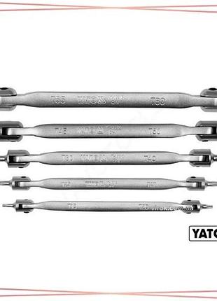 Набір ключів torx 2-сторонніх на шарнірах yato t15-t60 cr-v 5 шт для ремонту та обслуговування техніки sku_yt-05320
