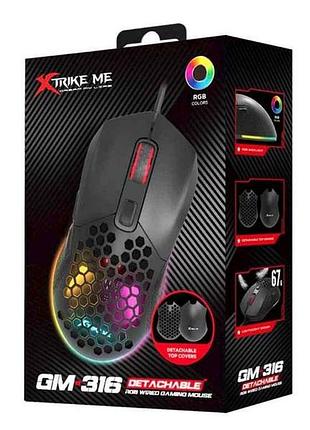 Мишка дротова ігрова gm-316 rgb чорний тм xtrike 7копійок