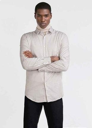 Рубашка мужская р.m (укр.46-48) slim fit полосатая 3894332710 тм zara 7 копійок