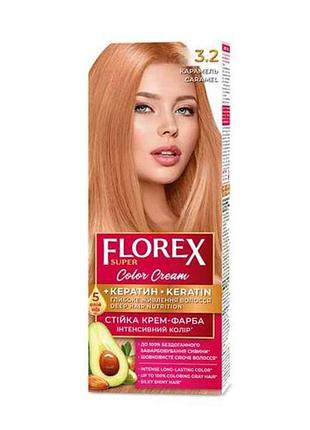 Крем-фарба карамель д/волосся кератин 3.2 тм florex 7копійок