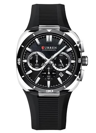 Чоловічий наручний годинник curren 8502 black-silver у класичному стилі зі сталевим корпусом