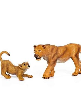 Фігурка тварини сафарі q9899-a31 левиця та левеня тм kids team animals 7копійок