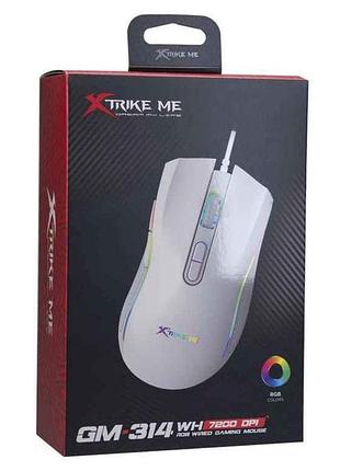 Мишка дротова ігрова gm-314 wh rgb білий тм xtrike 7копійок