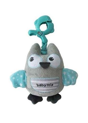 Подвеска плюшевая музыкальная p/1252-6700 сова голубой тм baby mix