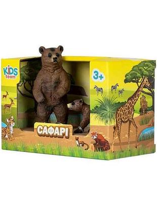 Набір тварин сафарі q9899-a37 бурий ведмідь та медвежа тм kids team animals 7копійок