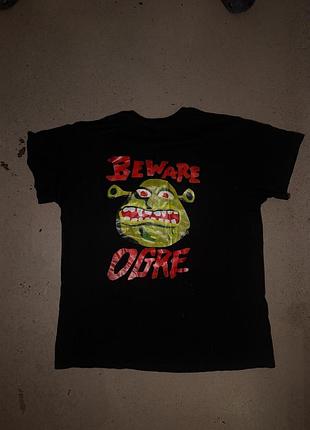 Черная футболка со шреком beware ogre m