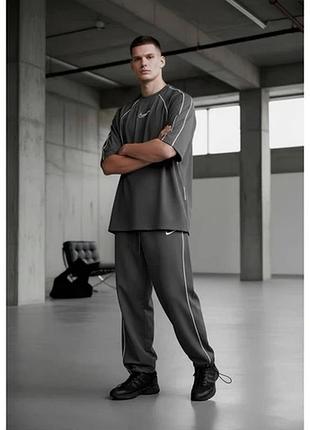 Костюм чоловічий nike. штани +футболка 100%бавовна. преміум якість., сірий
