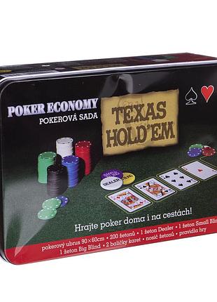 Набор для покера в металлической коробке texas holdem poker set ig-1104215 200 фишек