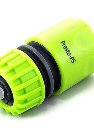 Коннектор 1/2-5/8 з аквастопом, для шланга (green) 5810g тм presto-ps 7копійок