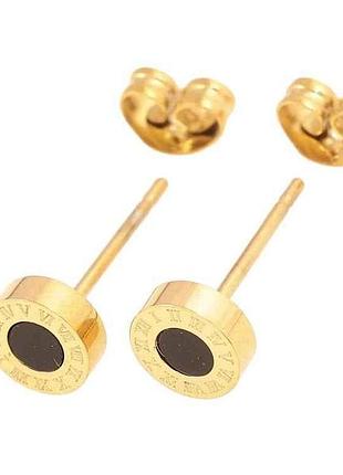 Сережки пусети ttm stainless steel 14k кола з візерунком циферблат ø6мм (335903) 1,5см тм xuping 7копійок