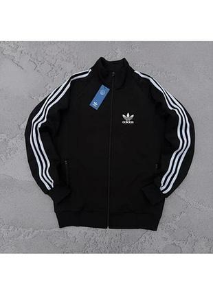 Кофта чоловіча adidas з лампасами на блискавці, модель ель, чорний